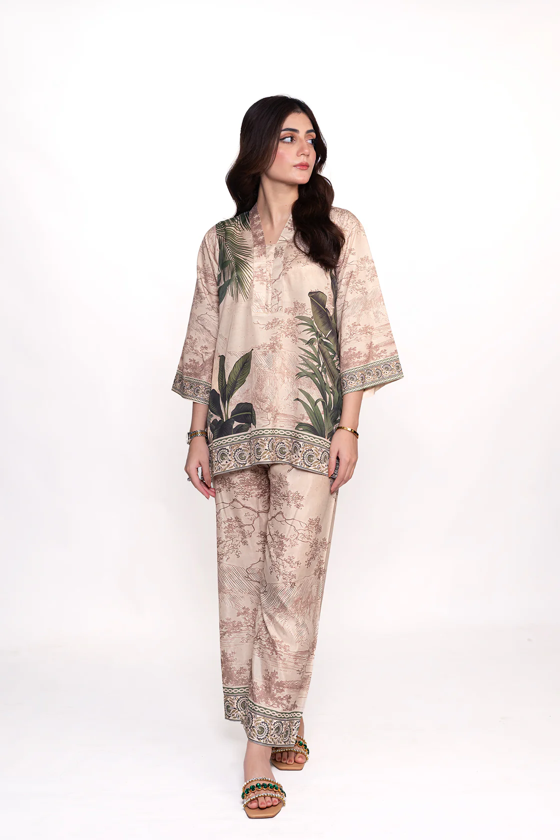 Arica Palm Printed Swiss Lawn Co-Ord Set - Image 3