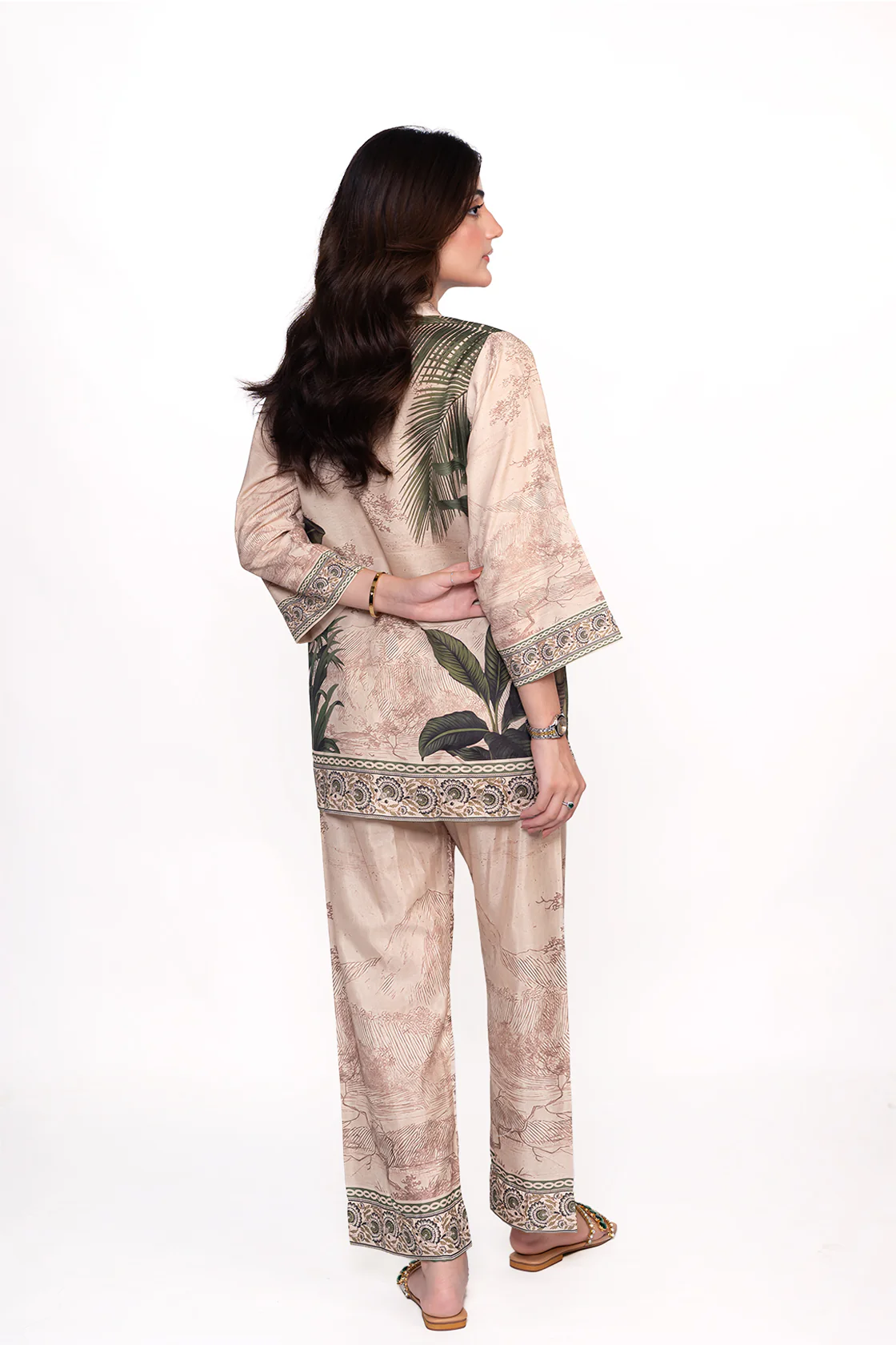 Arica Palm Printed Swiss Lawn Co-Ord Set - Image 4