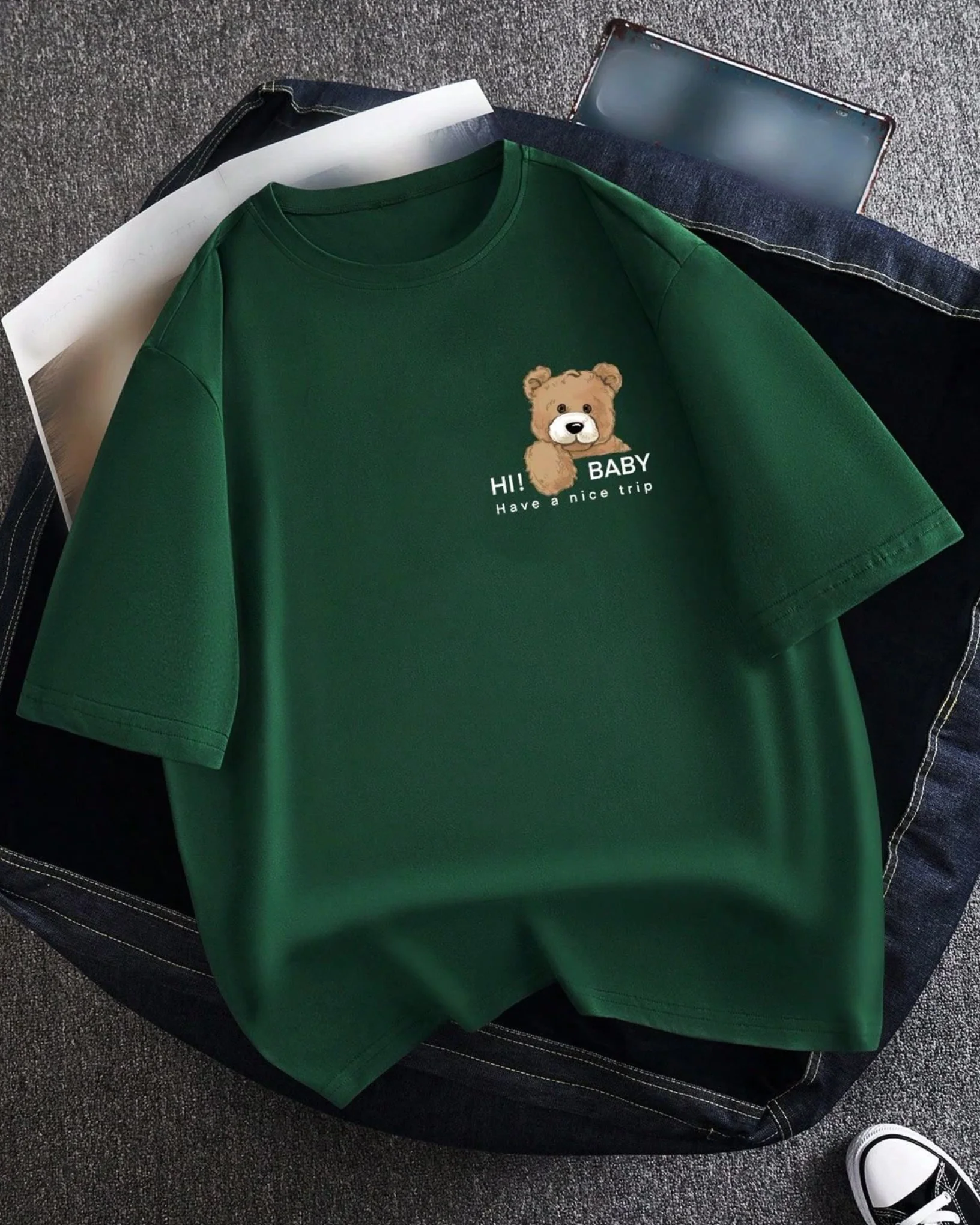 Baby Bear Graphic Drop Shoulder Oversized T-shirt