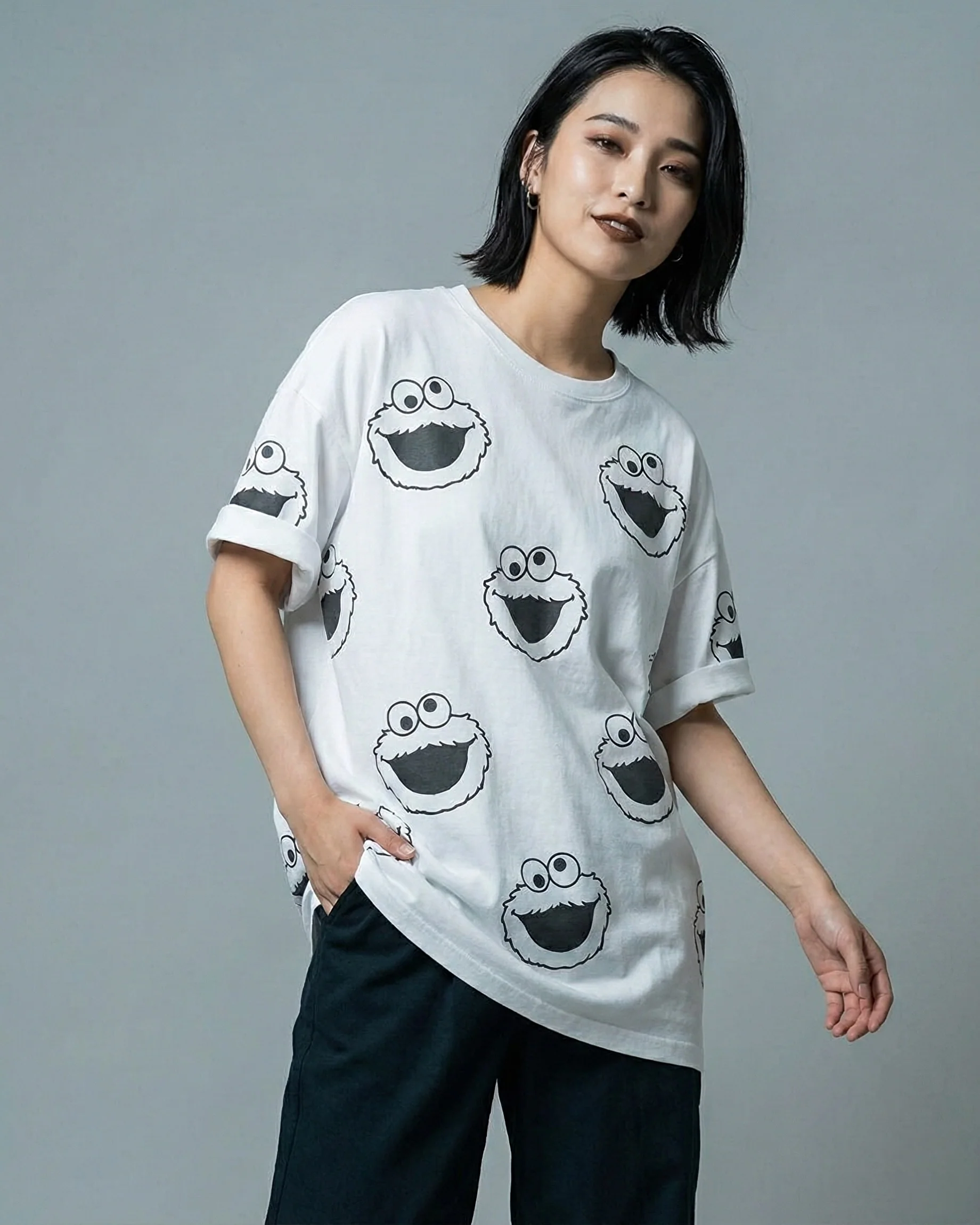 Cookie Monster Graphic Drop Shoulder oversized Tee
