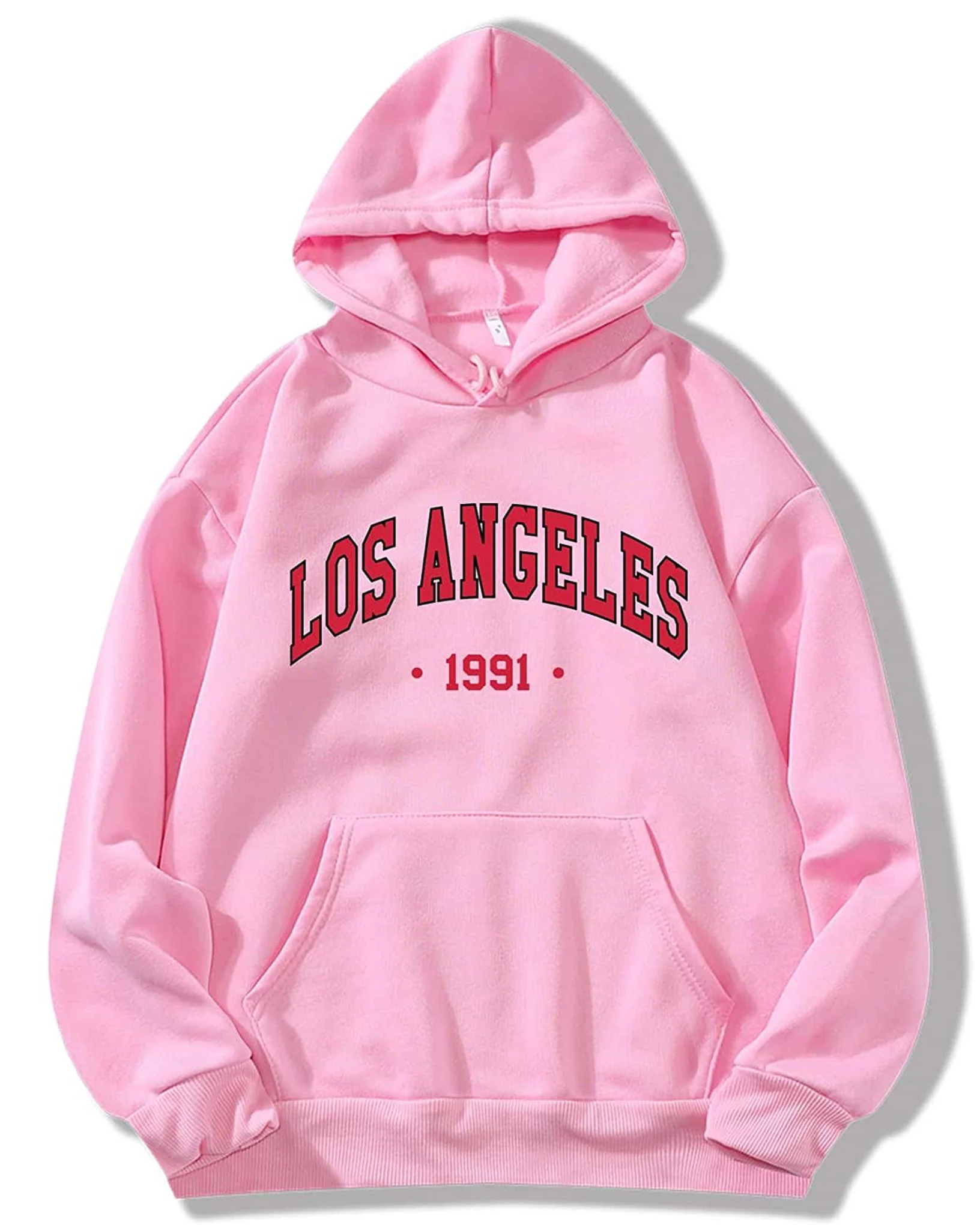 Los Angeles Graphic Oversized Pullover Hood Pink