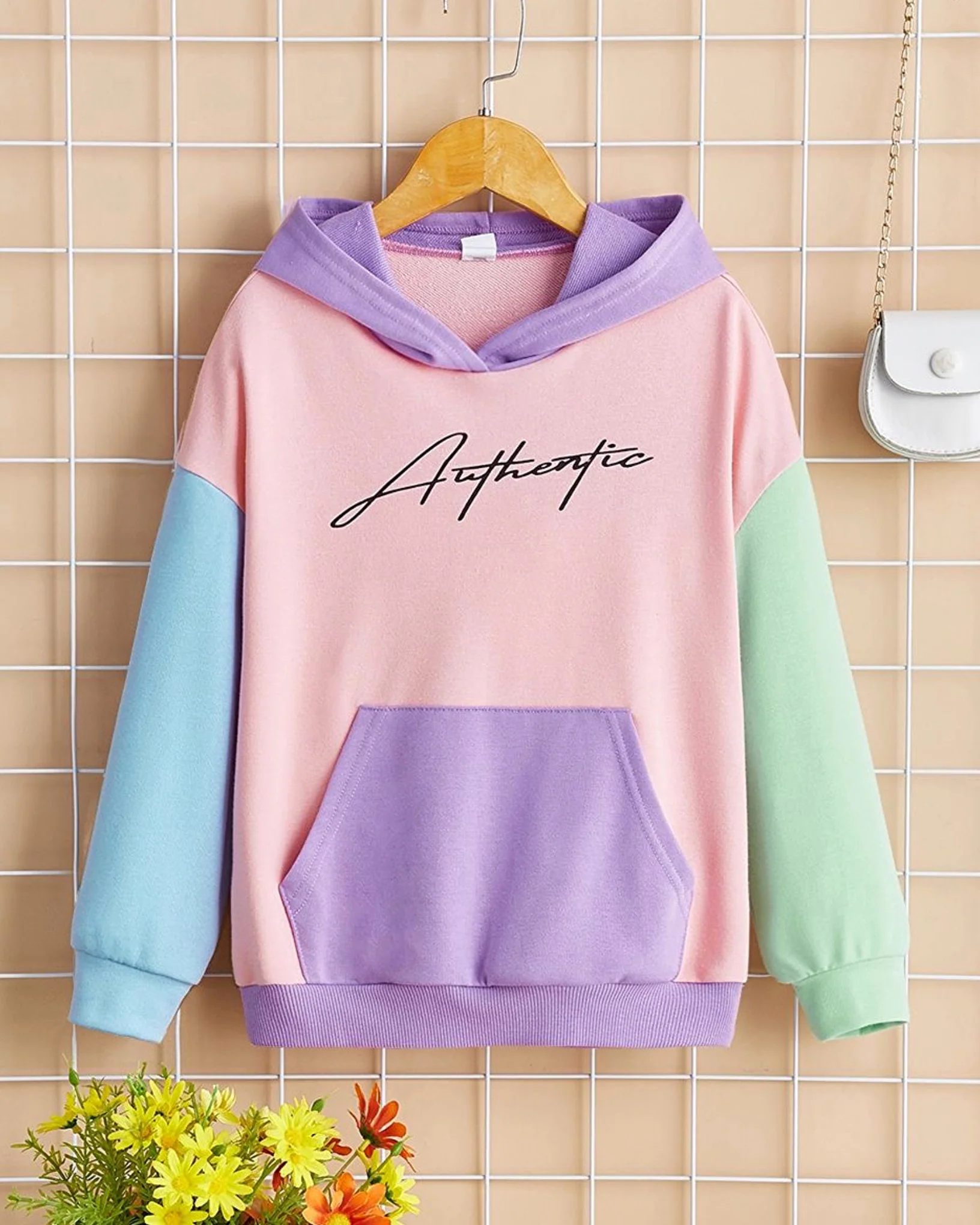 Authentic Pastel Contrast Colour Block Oversized Hood