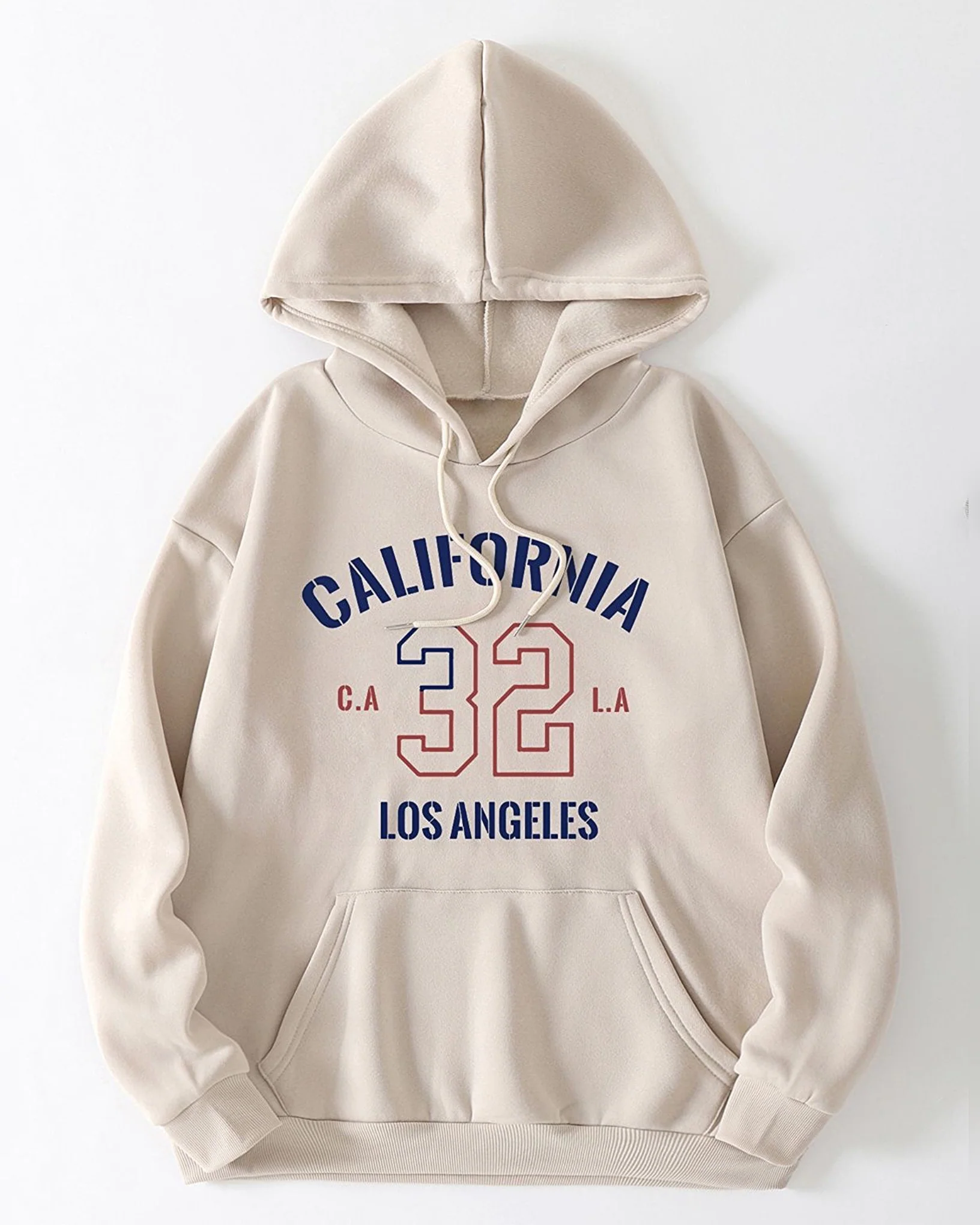 LA California Graphic Oversized Pullover Hood Beige - Image 2
