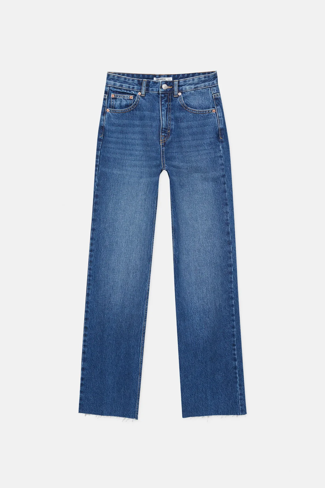 Denim Blue Straight Leg High Waist Jeans - Image 3