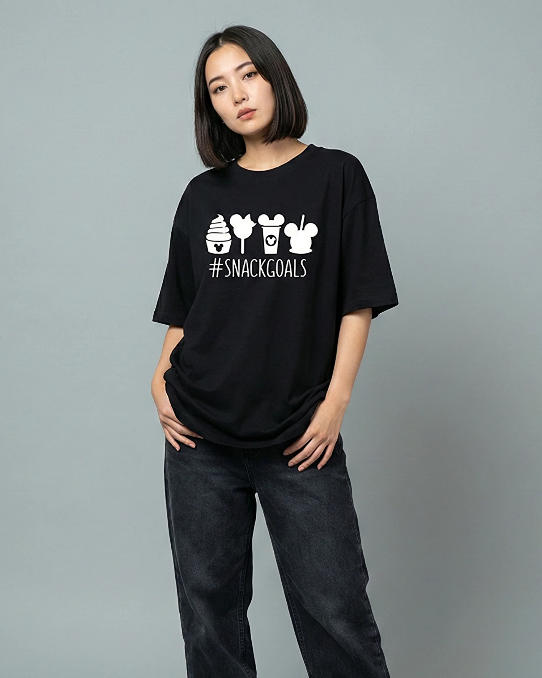 Snack Goals Graphic Drop Ahoulder Oversized Tee